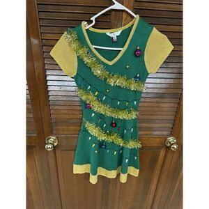 No Boundaries Women's Christmas Tinsel Tree‎ Ornaments Christmas Dress Size XS